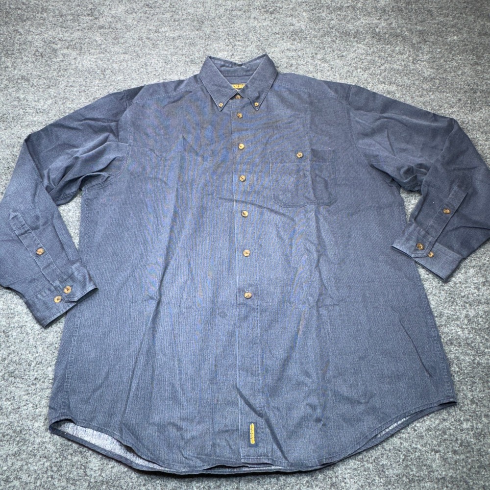 Woolrich Corduroy Mens Large Blue Button Down Shirt Pocket Outdoor Gorpcore
